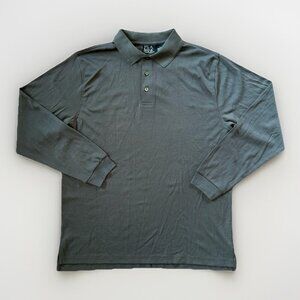 NEW Jos A Bank Traveler Long Sleeve Polo Shirt Size Large Olive Green Cotton